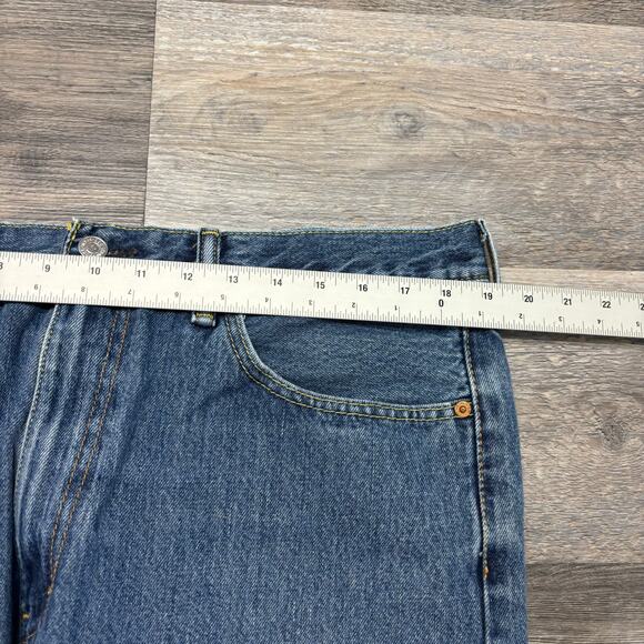 Levis 505 Mid Wash Faded Blue Men 38x32 Regular Straight Leg Denim Jeans Red Tab - Picture 6 of 13
